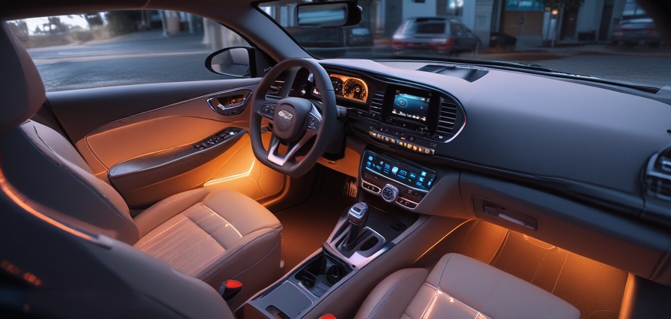 Interior lighting kit in a car